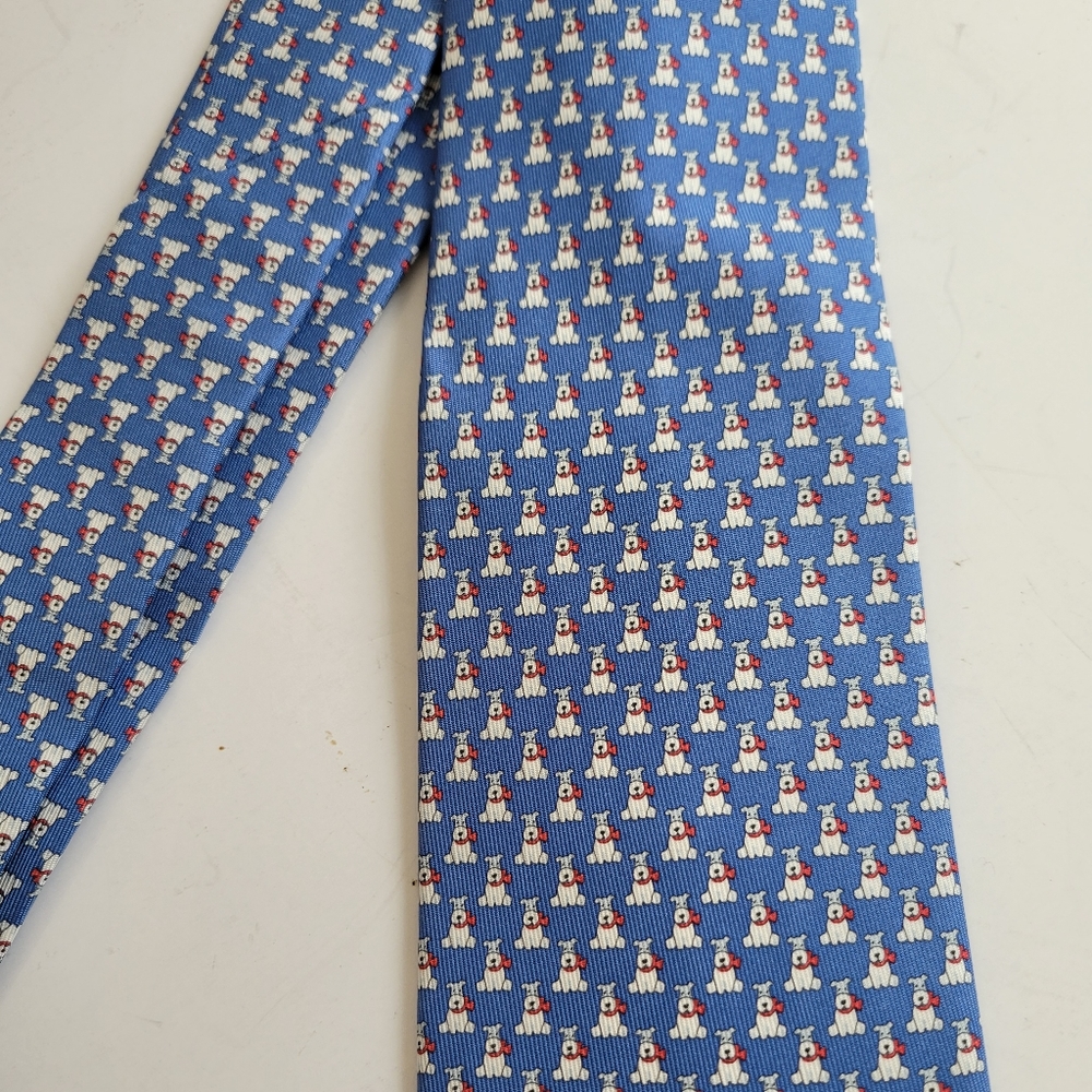 Salvatore Ferragamo men's silk tie NWT dogs - Picture 2 of 4